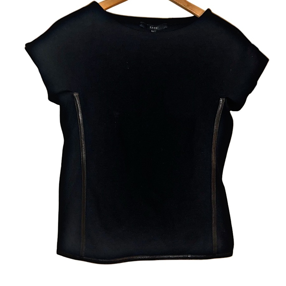 Authentic Gucci Tom Ford Wool w/ Leather Trim Zip Tee